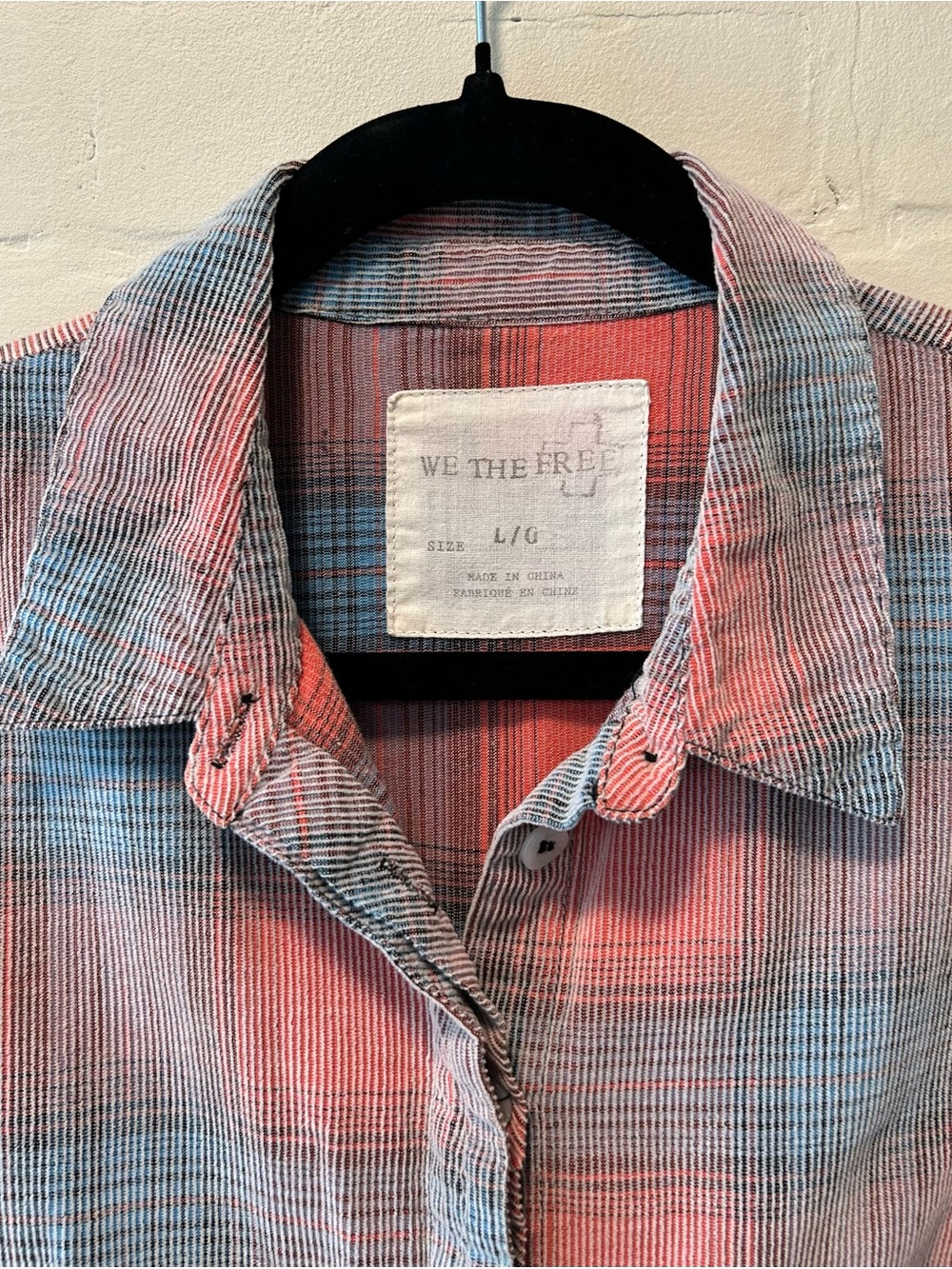 Free People We The Free Plaid Corduroy Button Up Shirt Raw Hem Size L Indie Boho - Picture 2 of 9
